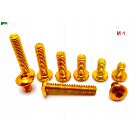 M4x10 śruba aluminiowa imbusowa iso 7380 śruby aluminiowe 6061 kolor złoty