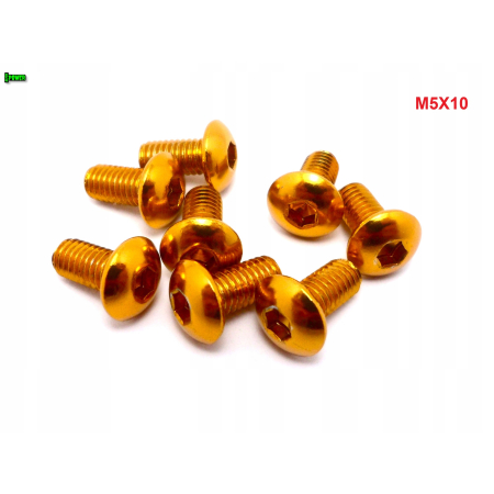 M5x10 śruba aluminiowa imbusowa iso 7380 śruby aluminiowe 6061 kolor złoty