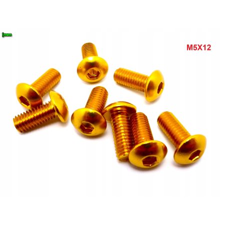 M5x12 śruba aluminiowa imbusowa iso 7380 śruby aluminiowe 6061 kolor złoty