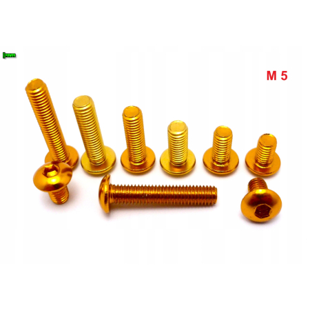 M5x16 śruba aluminiowa imbusowa iso 7380 śruby aluminiowe 6061 kolor złoty