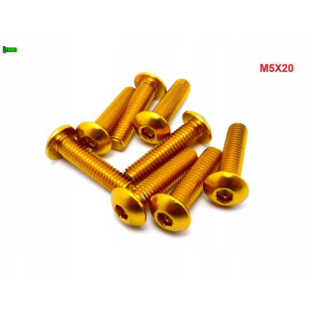 M5x20 śruba aluminiowa imbusowa iso 7380 śruby aluminiowe 6061 kolor złoty
