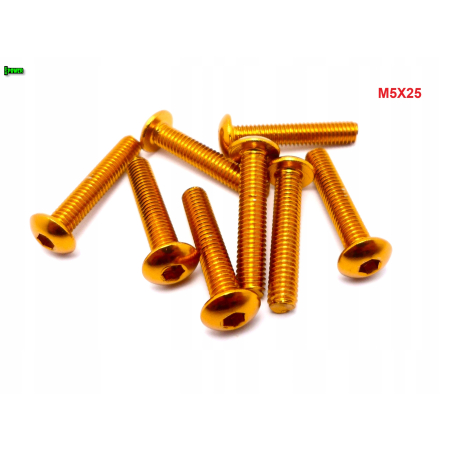M5x25 śruba aluminiowa imbusowa iso 7380 śruby aluminiowe 6061 kolor złoty