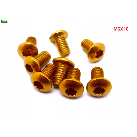 M6x10 śruba aluminiowa imbusowa iso 7380 śruby aluminiowe 6061 kolor złoty