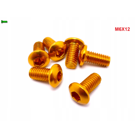 M6x12 śruba aluminiowa imbusowa iso 7380 śruby aluminiowe 6061 kolor złoty