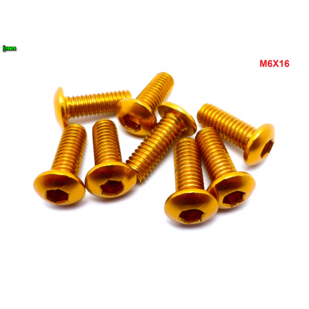 M6x16 śruba aluminiowa imbusowa iso 7380 śruby aluminiowe 6061 kolor złoty