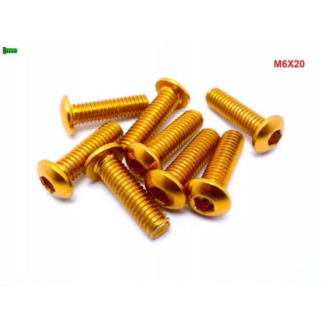 M6x20 śruba aluminiowa imbusowa iso 7380 śruby aluminiowe 6061 kolor złoty