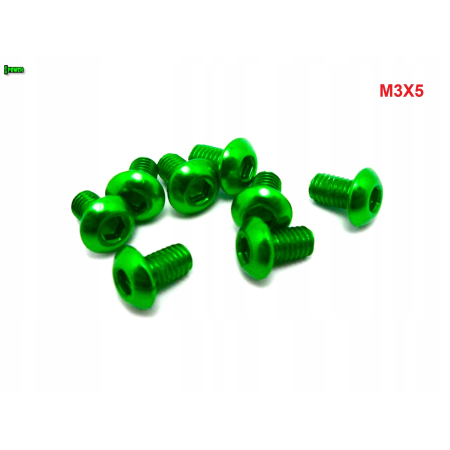 M3x5 śruba aluminiowa imbusowa iso 7380 śruby aluminiowe 6061 kolor zielony