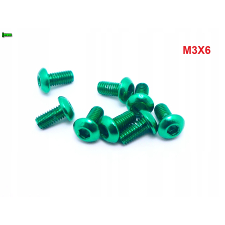 M3x6 śruba aluminiowa imbusowa iso 7380 śruby aluminiowe 6061 kolor zielony