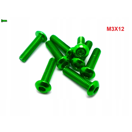 M3x12 śruba aluminiowa imbusowa iso 7380 śruby aluminiowe kolor zielony
