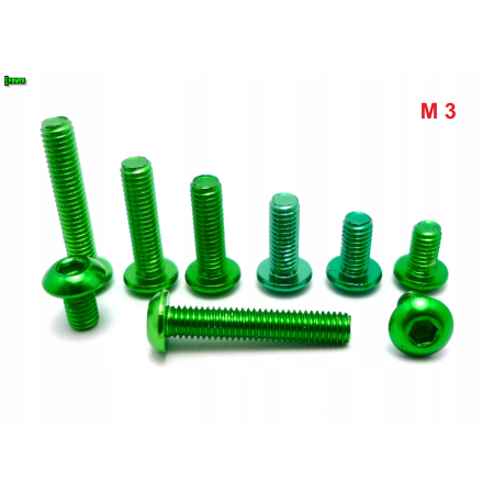 M3x12 śruba aluminiowa imbusowa iso 7380 śruby aluminiowe kolor zielony