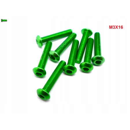 M3x16 śruba aluminiowa imbusowa iso 7380 śruby aluminiowe kolor zielony