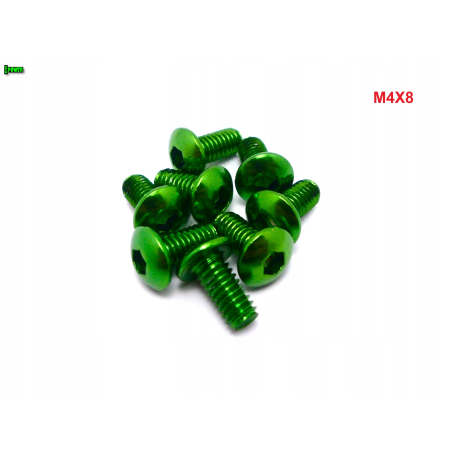 M4x8 śruba aluminiowa imbusowa iso 7380 śruby aluminiowe kolor zielony