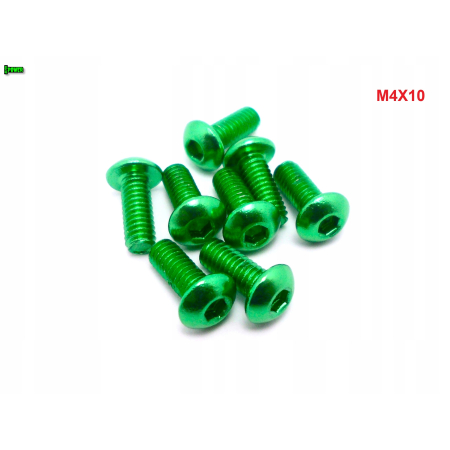M4x10 śruba aluminiowa imbusowa iso 7380 śruby aluminiowe kolor zielony