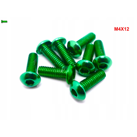 M4x12 śruba aluminiowa imbusowa iso 7380 śruby aluminiowe kolor zielony