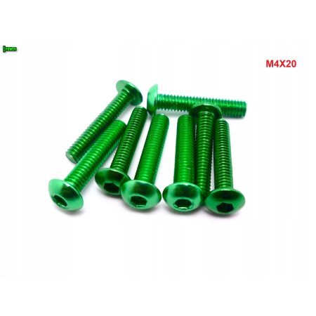 M4x20 śruba aluminiowa imbusowa iso 7380 śruby aluminiowe kolor zielony