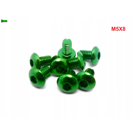 M5x8 śruba aluminiowa imbusowa iso 7380 śruby aluminiowe kolor zielony