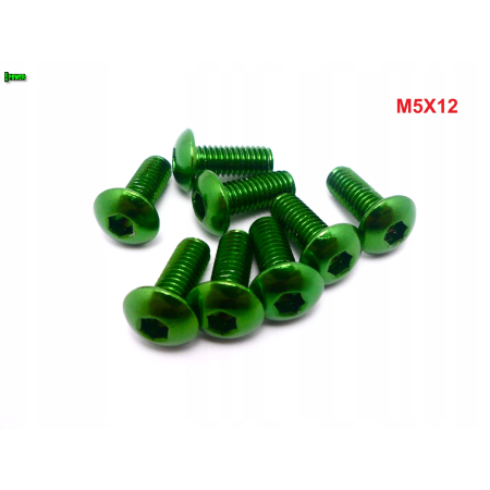M5x12 śruba aluminiowa imbusowa iso 7380 śruby aluminiowe kolor zielony