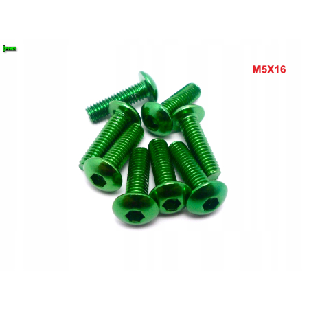 M5x16 śruba aluminiowa imbusowa iso 7380 śruby aluminiowe kolor zielony