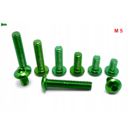 M5x20 śruba aluminiowa imbusowa iso 7380 śruby aluminiowe kolor zielony