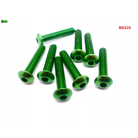 M5x25 śruba aluminiowa imbusowa iso 7380 śruby aluminiowe kolor zielony