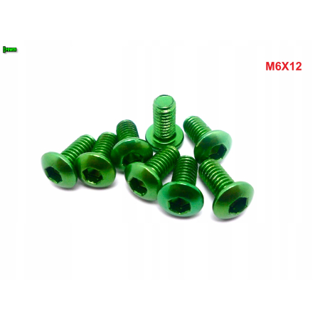 M6x12 śruba aluminiowa imbusowa iso 7380 śruby aluminiowe kolor zielony