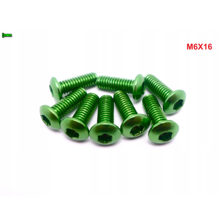 M6x16 śruba aluminiowa imbusowa iso 7380 śruby aluminiowe kolor zielony