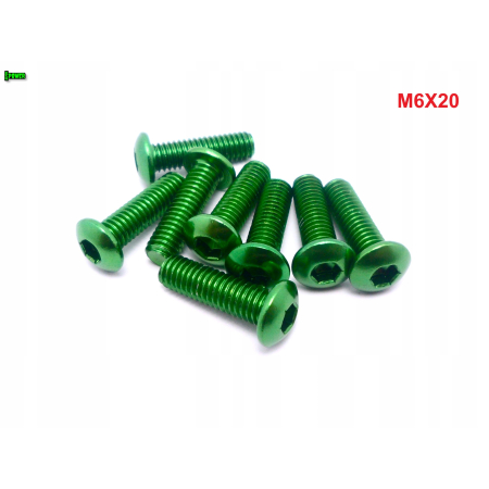 M6x20 śruba aluminiowa imbusowa iso 7380 śruby aluminiowe kolor zielony