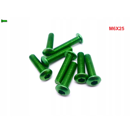 M6x25 śruba aluminiowa imbusowa iso 7380 śruby aluminiowe kolor zielony
