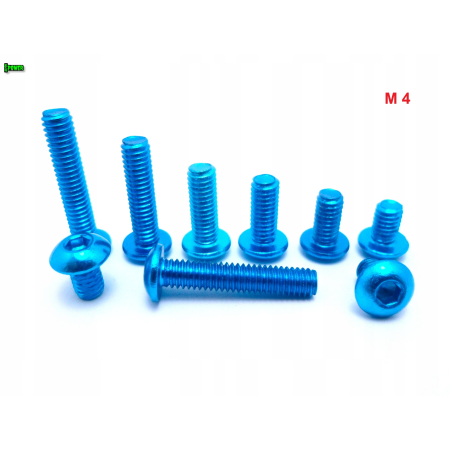 M4x16 śruba aluminiowa imbusowa iso 7380 śruby aluminiowe kolor błękitny