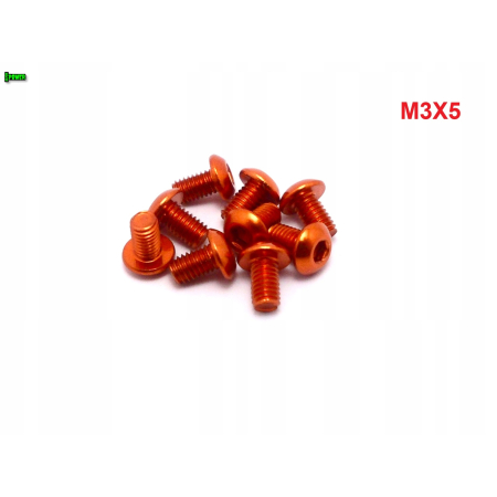M3x5 śruba aluminiowa imbusowa iso 7380 śruby aluminiowe kolor pomarańczowy