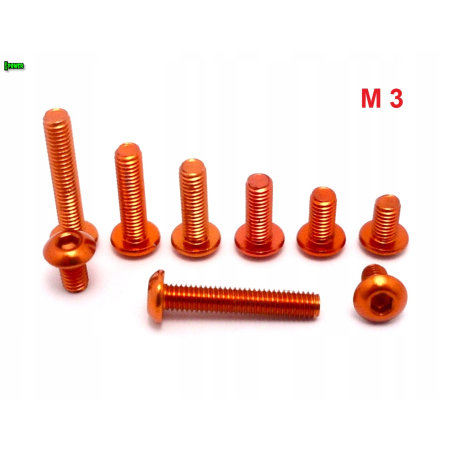M3x6 śruba aluminiowa imbusowa iso 7380 śruby aluminiowe kolor pomarańczowy