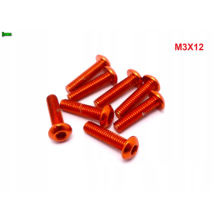M3x12 śruba aluminiowa imbusowa iso7380 śruby aluminiowe kolor pomarańczowy