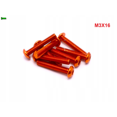 M3x16 śruba aluminiowa imbusowa iso7380 śruby aluminiowe kolor pomarańczowy
