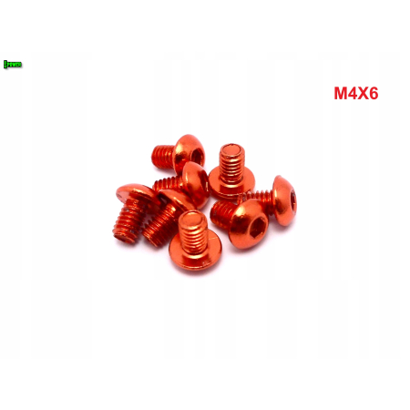 M4x6 śruba aluminiowa imbusowa iso 7380 śruby aluminiowe kolor pomarańczowy