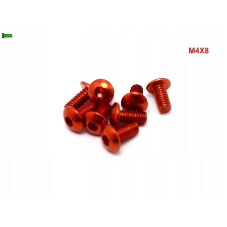 M4x8 śruba aluminiowa imbusowa iso 7380 śruby aluminiowe kolor pomarańczowy