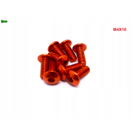 M4x10 śruba aluminiowa imbusowa iso7380 śruby aluminiowe kolor pomarańczowy