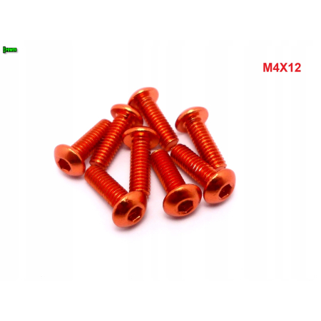 M4x12 śruba aluminiowa imbusowa iso7380 śruby aluminiowe kolor pomarańczowy