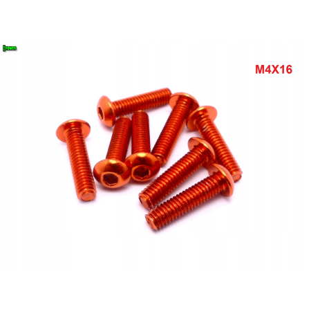M4x16 śruba aluminiowa imbusowa iso7380 śruby aluminiowe kolor pomarańczowy