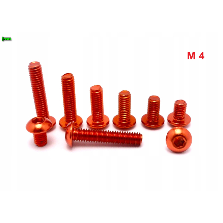 M4x20 śruba aluminiowa imbusowa iso7380 śruby aluminiowe kolor pomarańczowy