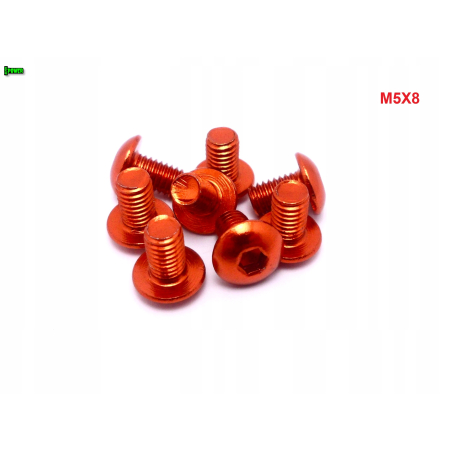 M5x8 śruba aluminiowa imbusowa iso 7380 śruby aluminiowe kolor pomarańczowy