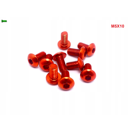 M5x10 śruba aluminiowa imbusowa iso7380 śruby aluminiowe kolor pomarańczowy