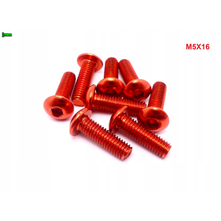 M5x16 śruba aluminiowa imbusowa iso7380 śruby aluminiowe kolor pomarańczowy
