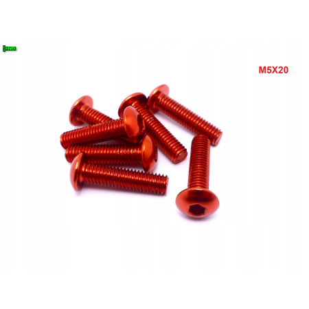 M5x20 śruba aluminiowa imbusowa iso7380 śruby aluminiowe kolor pomarańczowy