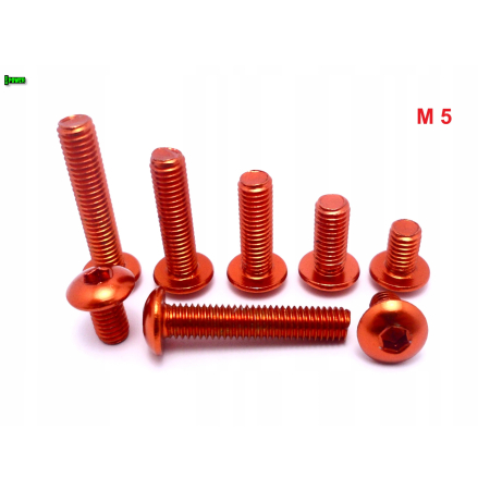 M5x20 śruba aluminiowa imbusowa iso7380 śruby aluminiowe kolor pomarańczowy