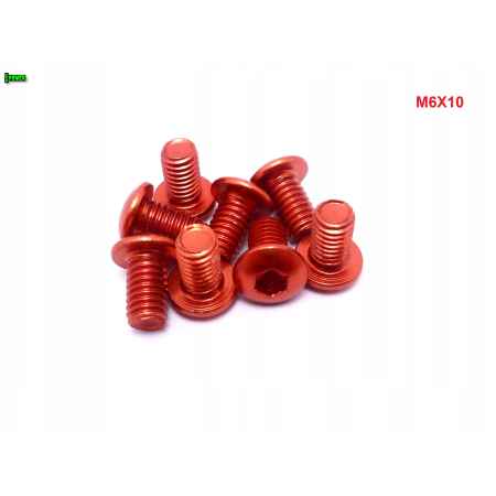 M6x10 śruba aluminiowa imbusowa iso7380 śruby aluminiowe kolor pomarańczowy
