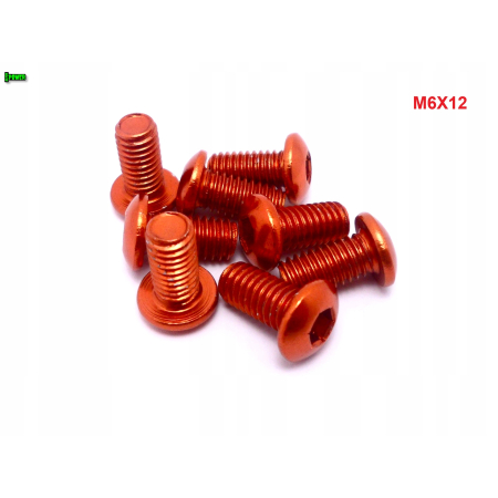 M6x12 śruba aluminiowa imbusowa iso7380 śruby aluminiowe kolor pomarańczowy