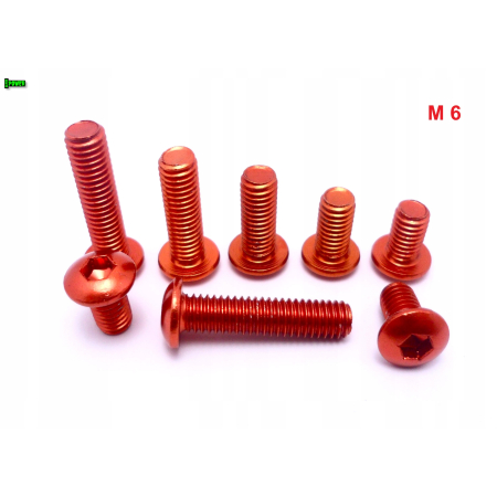 M6x12 śruba aluminiowa imbusowa iso7380 śruby aluminiowe kolor pomarańczowy