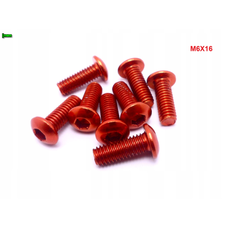 M6x16 śruba aluminiowa imbusowa iso7380 śruby aluminiowe kolor pomarańczowy
