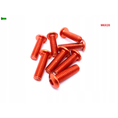 M6x20 śruba aluminiowa imbusowa iso7380 śruby aluminiowe kolor pomarańczowy