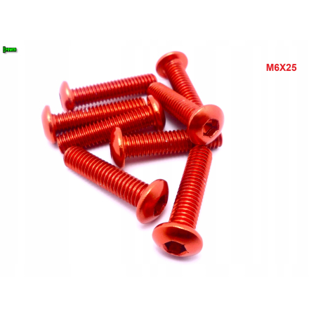 M6x25 śruba aluminiowa imbusowa iso7380 śruby aluminiowe kolor pomarańczowy